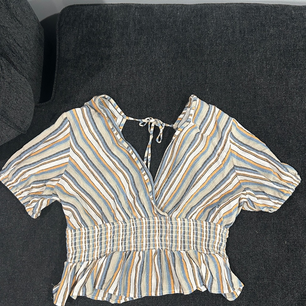 Angie Multicolor Striped V-Neck Blouse
